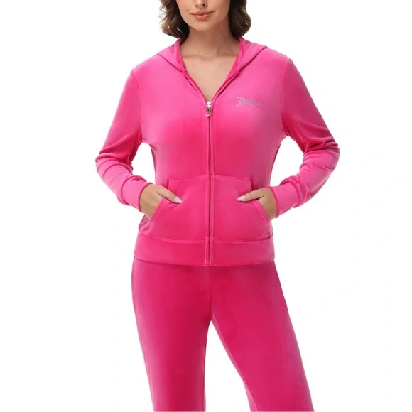 Juicy Couture Pink Velour Tracksuit- M - Picture 6 of 10